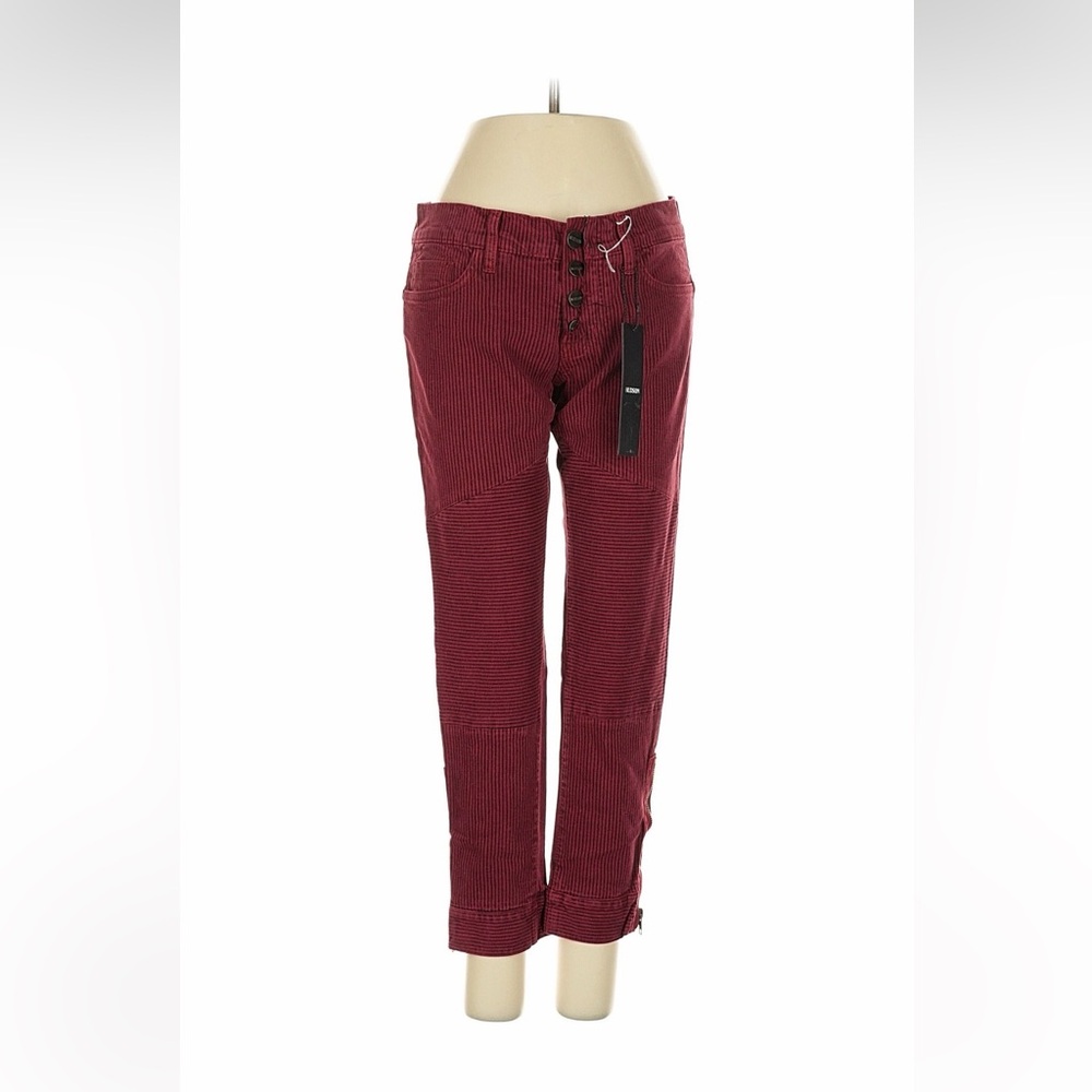 Women's Burgundy and Black Stripe Jeans Sz 27